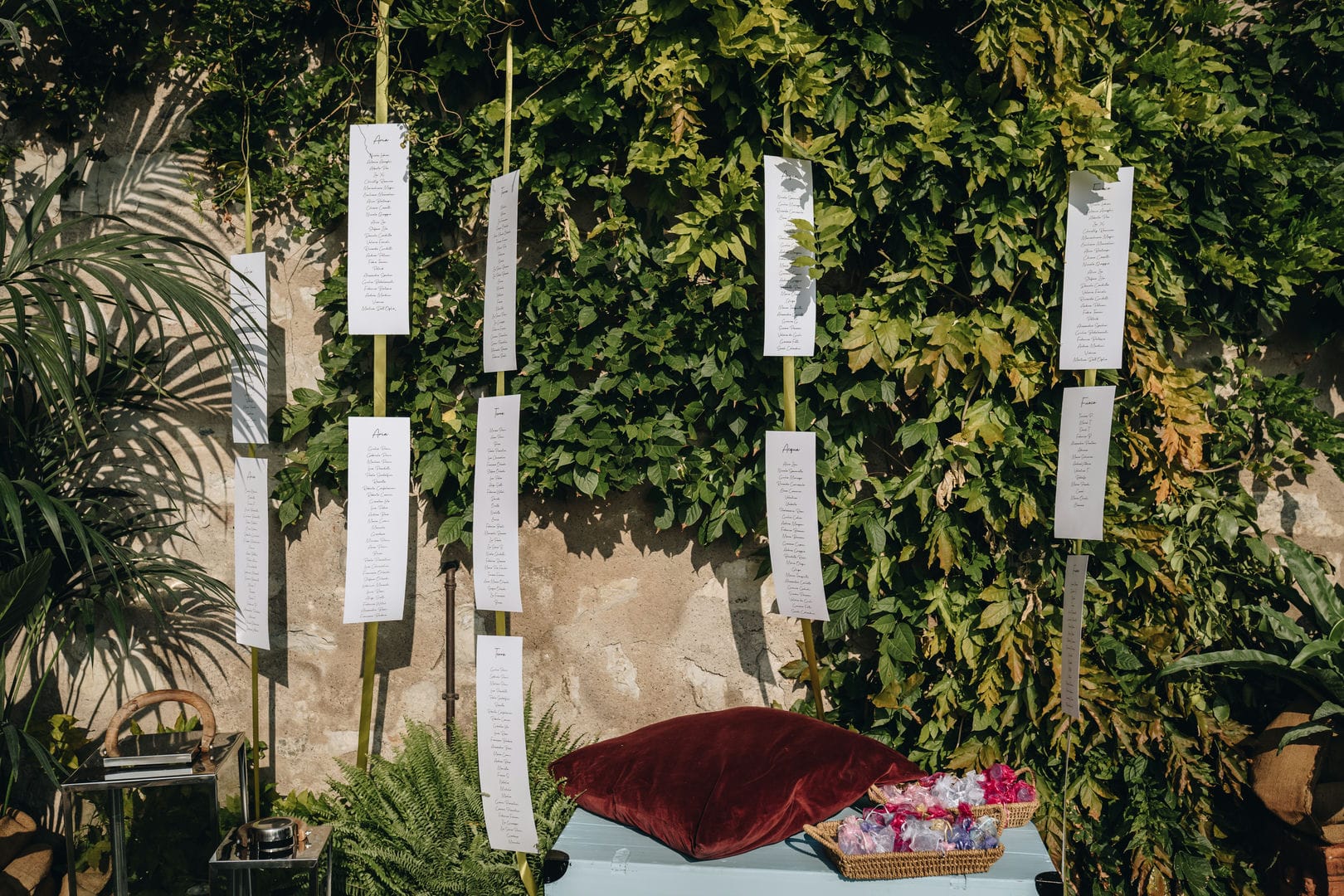 Bespoke wedding seating chart, handcrafted by la favola bianca for a dreamy celebration on Lake Garda